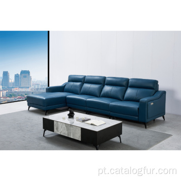 Conjunto de sofás de couro genuíno com móveis modernos para sala de estar